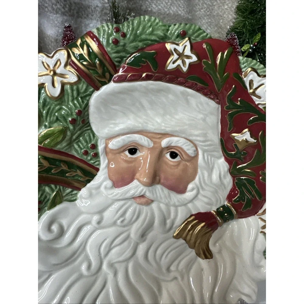 Fitz & Floyd Classics Christmas Tidings Santa Canape Plate 10